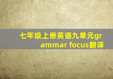 七年级上册英语九单元grammar focus翻译